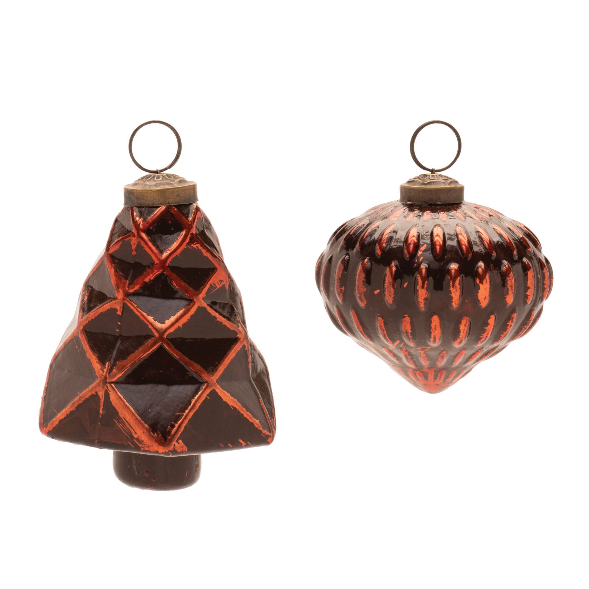 Textured Glass Tree & Onion Ornament Set